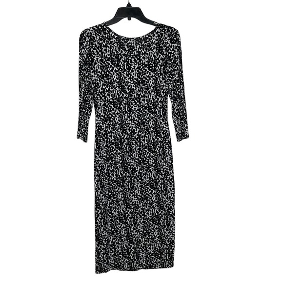 H&M T-Shirt Dress Size Small Black White Pattern Stretch Blend Womens 3/4 Sleeve - Picture 7 of 7